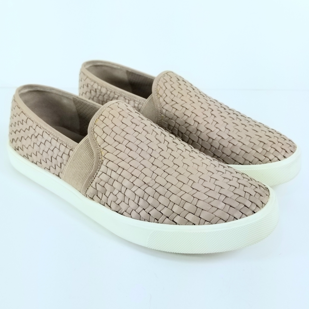 Sz 7 Vince Woven Leather Preston Slip On Sneakers